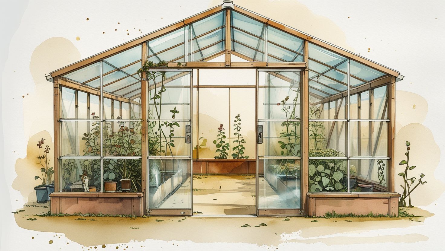 Kreisförmige Aquarell-Illustration — symbolisiert das System der Kulturbiosphäre