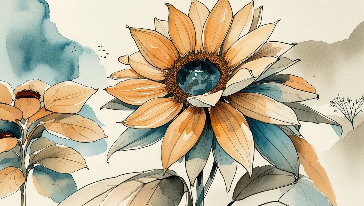 Aquarell-Illustration in organischen Formen — dritter Teil der Kulturtrilogie